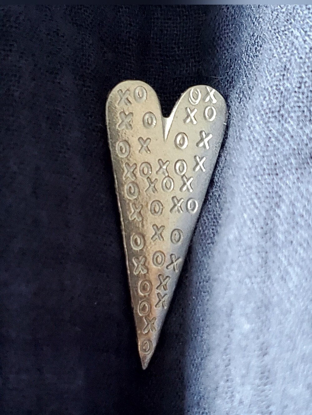 Silver XOXO Heart Pin